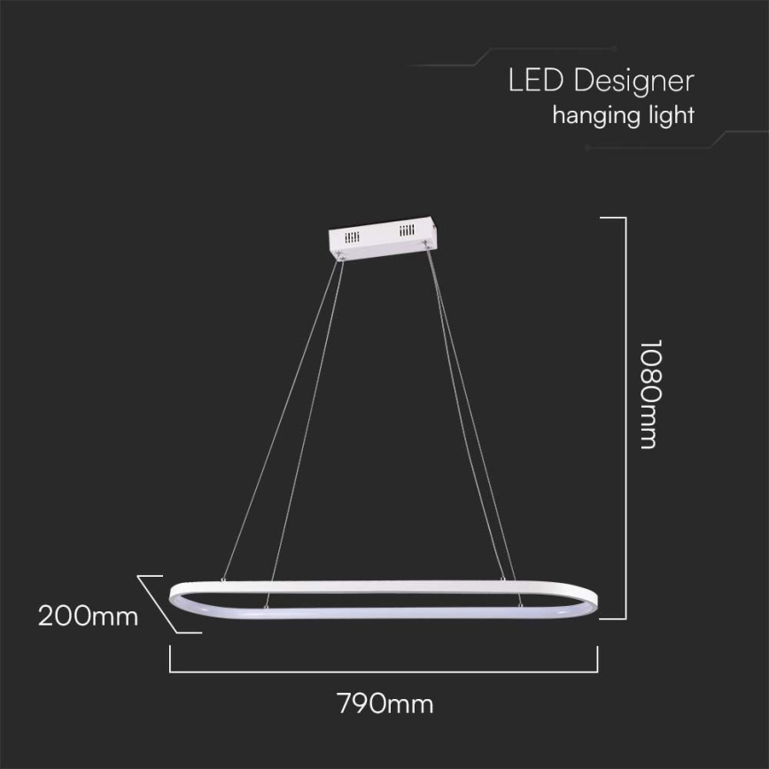 LED-kattokruunu johdossa LED/24W/230V 3000K valkoinen
