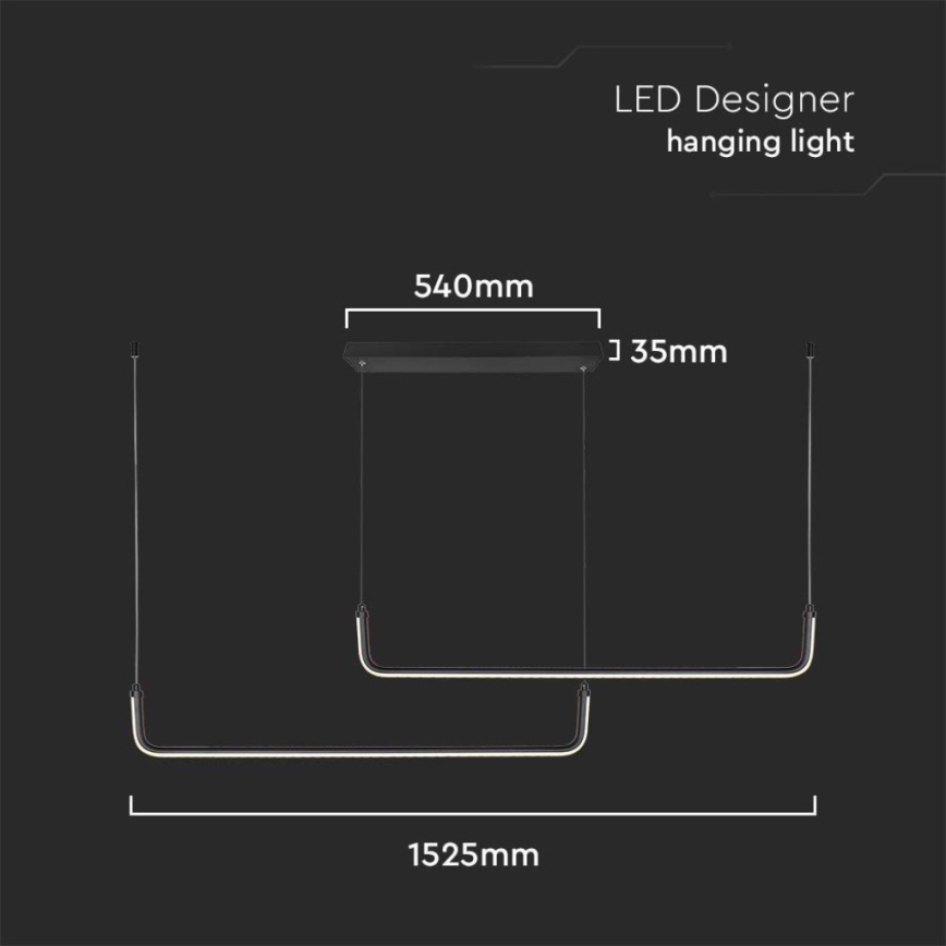 LED-kattokruunu johdossa LED/24W/230V 4000K musta