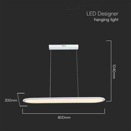 LED-kattokruunu johdossa LED/24W/230V 4000K valkoinen