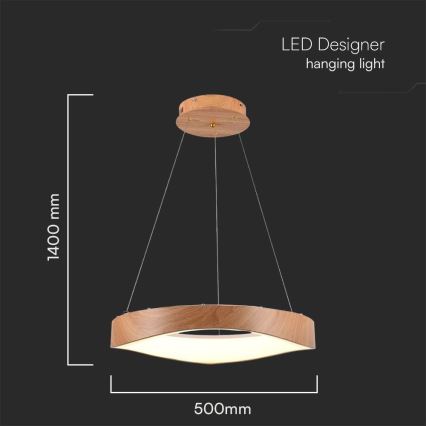 LED-kattokruunu johdossa LED/25W/230V 3000K ø 50 cm ruskea