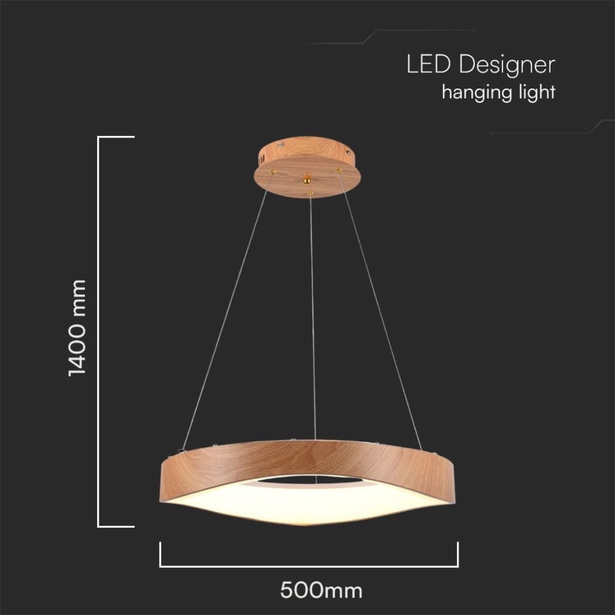 LED-kattokruunu johdossa LED/25W/230V 3000K ø 50 cm ruskea