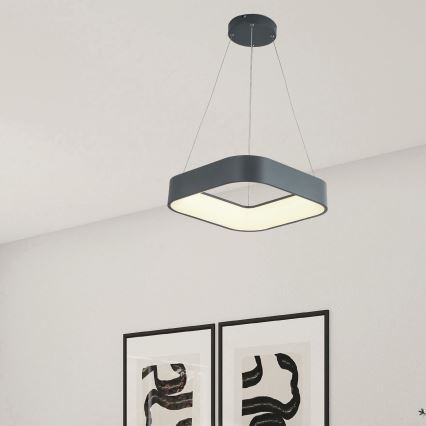 LED-kattokruunu johdossa LED/30W/230V 3000K 45x45 cm harmaa