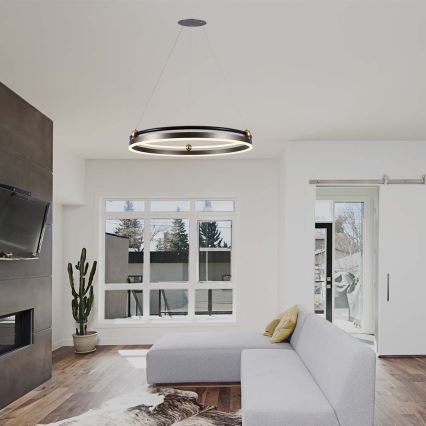 LED-kattokruunu johdossa LED/30W/230V 3000K halkaisija 62 cm ruskea