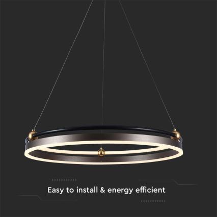 LED-kattokruunu johdossa LED/30W/230V 3000K halkaisija 62 cm ruskea
