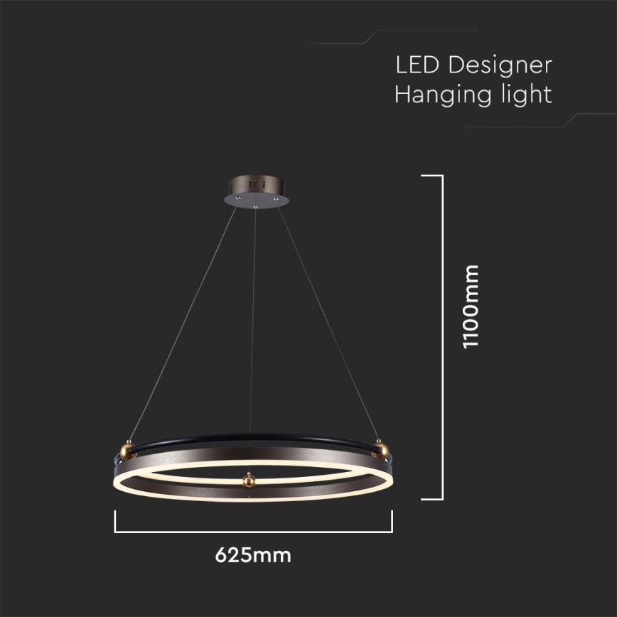 LED-kattokruunu johdossa LED/30W/230V 3000K halkaisija 62 cm ruskea