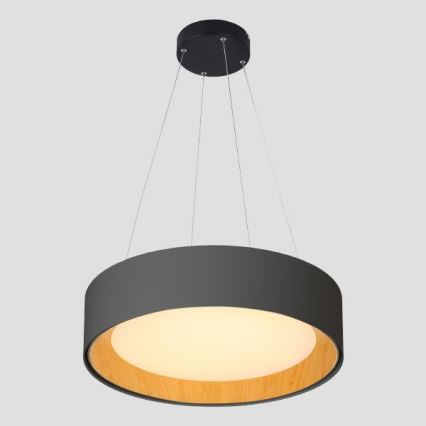 LED-kattokruunu johdossa LED/30W/230V 3000K halkaisija 45 cm musta/tammi
