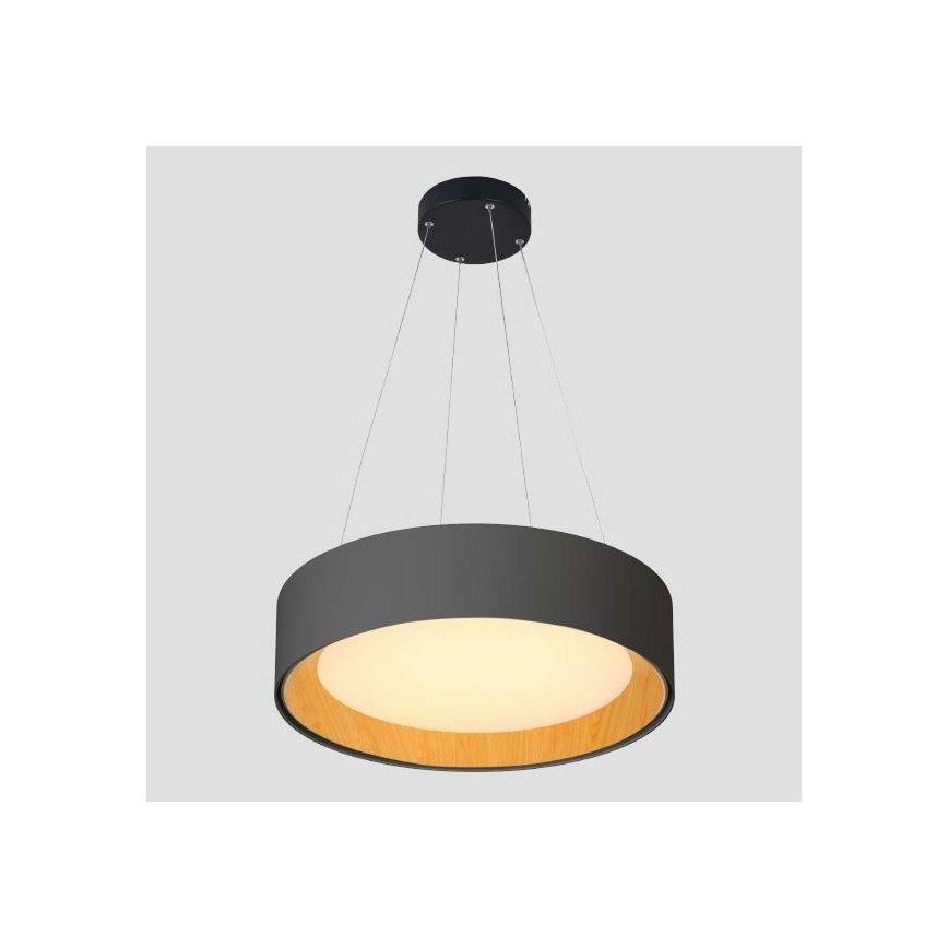 LED-kattokruunu johdossa LED/30W/230V 3000K halkaisija 45 cm musta/tammi