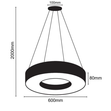 LED-kattokruunu johdossa LED/30W/230V 4000K halkaisija 60 cm