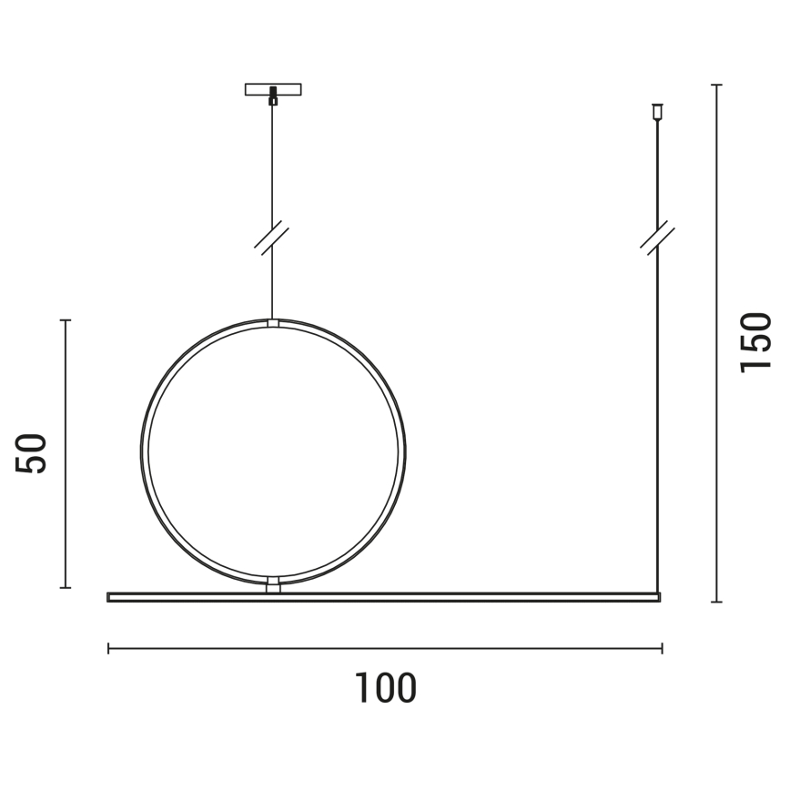 LED-kattokruunu johdossa LED/32W/230V 3000K musta