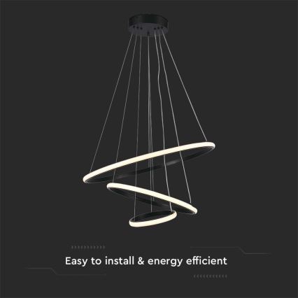 LED-kattokruunu johdossa LED/32W/230V 3000K musta
