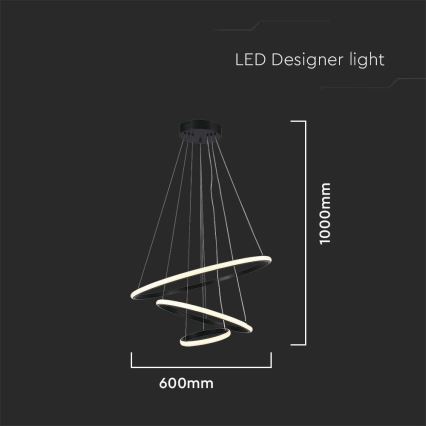 LED-kattokruunu johdossa LED/32W/230V 3000K musta