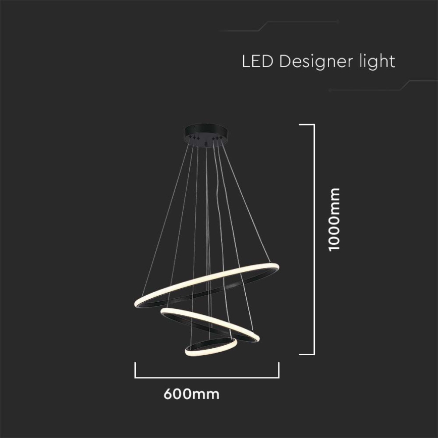 LED-kattokruunu johdossa LED/32W/230V 3000K musta