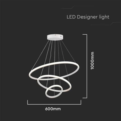 LED-kattokruunu johdossa LED/32W/230V 3000K valkoinen+