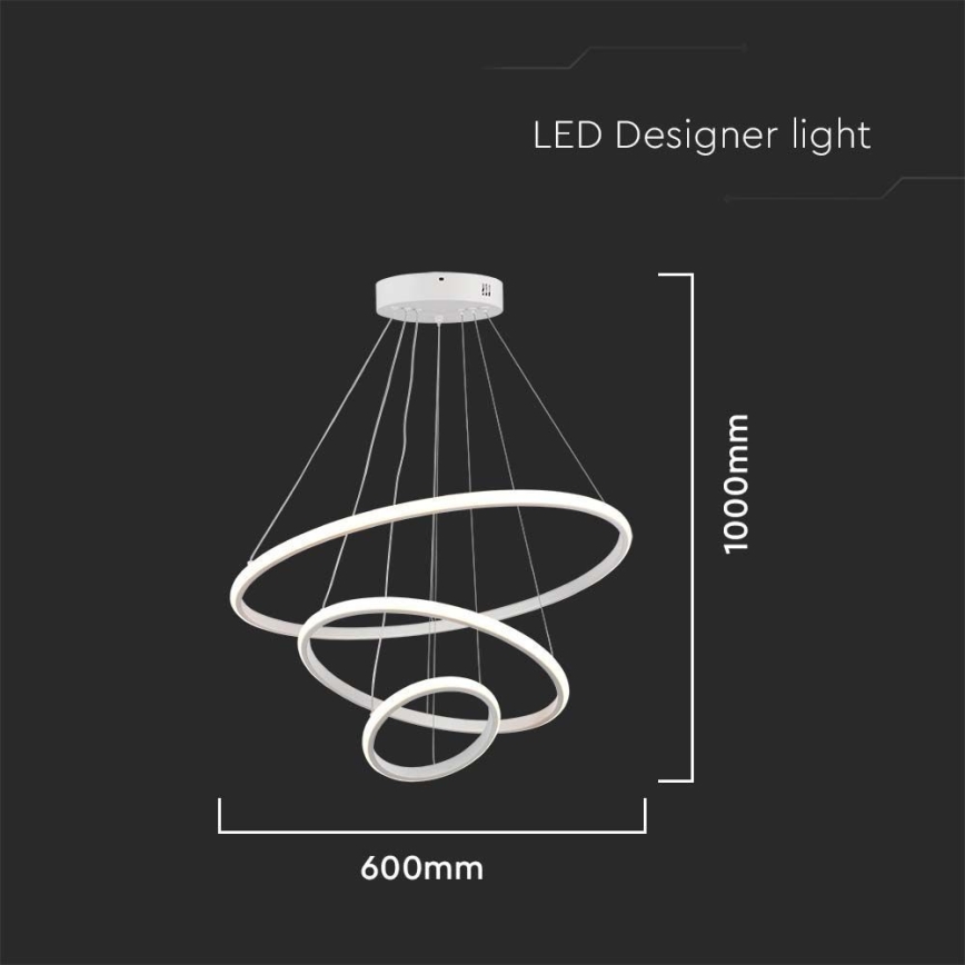 LED-kattokruunu johdossa LED/32W/230V 3000K valkoinen+