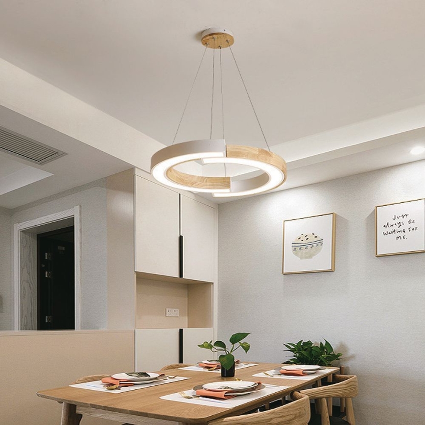 LED-kattokruunu johdossa LED/32W/230V 3000K valkoinen/puu