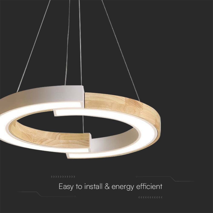 LED-kattokruunu johdossa LED/32W/230V 3000K valkoinen/puu