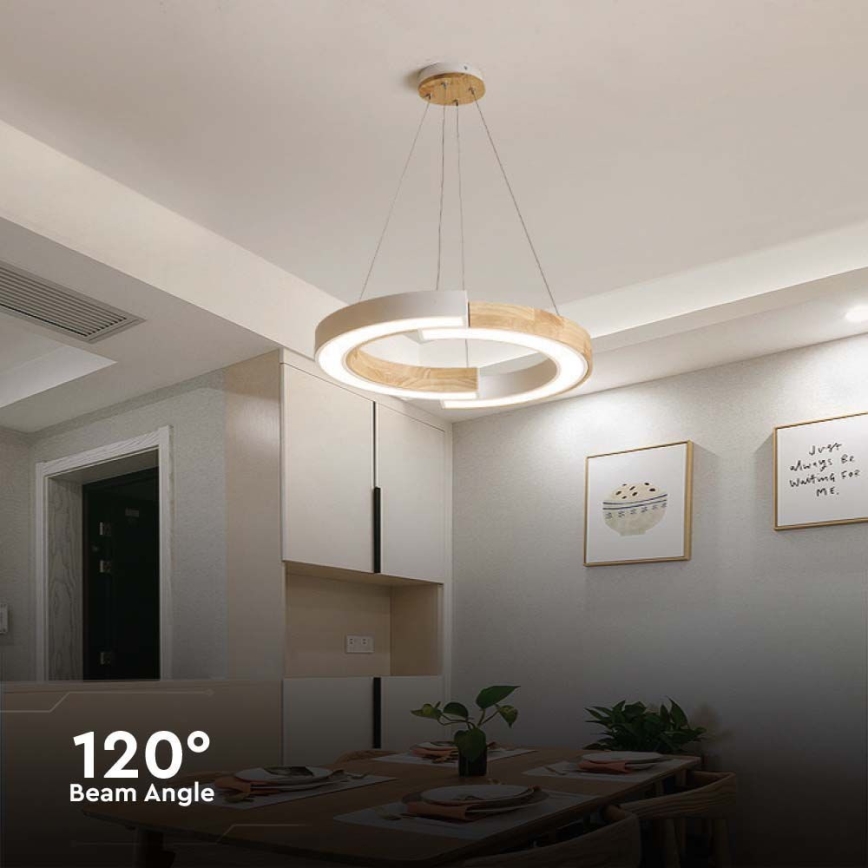 LED-kattokruunu johdossa LED/32W/230V 3000K valkoinen/puu