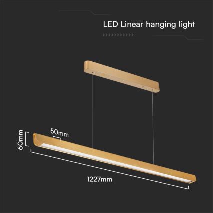 LED-kattokruunu johdossa LED/36W/230V 3000/4000/6400K kulta