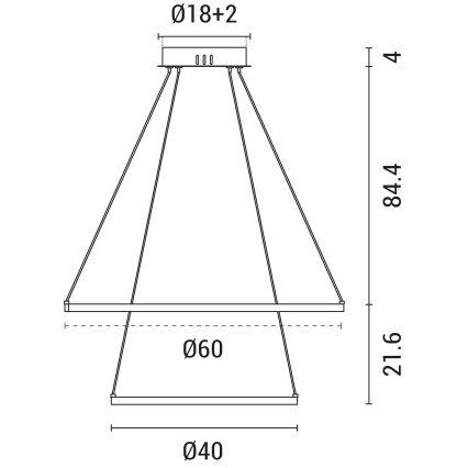 LED-kattokruunu johdossa LED/37W/230V 3000K musta