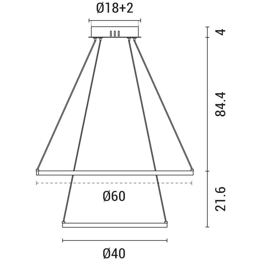LED-kattokruunu johdossa LED/37W/230V 3000K musta