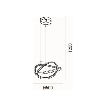 LED-kattokruunu johdossa LED/38W/230V 3000K 50x120 cm
