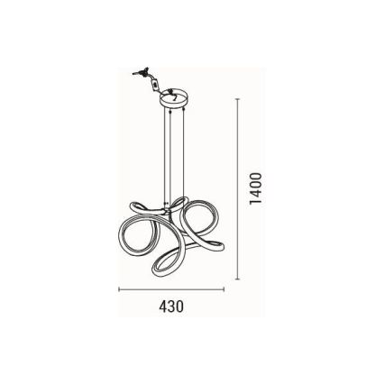 LED-kattokruunu johdossa LED/38W/230V 3000K