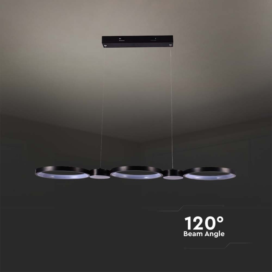 LED-kattokruunu johdossa LED/38W/230V 4000K musta