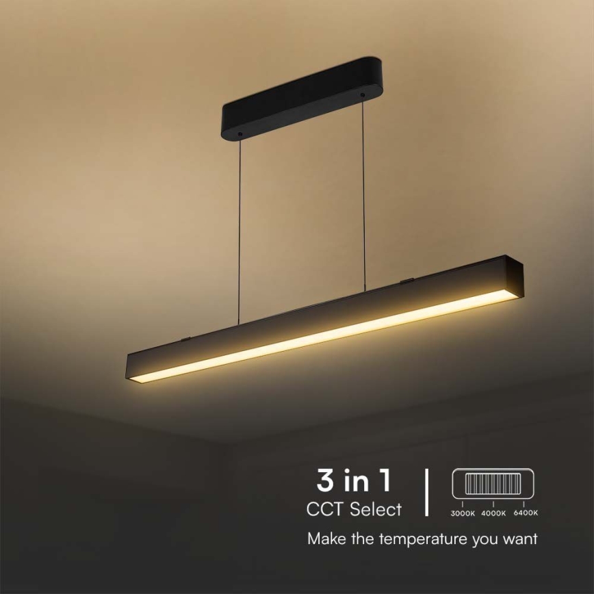 LED-kattokruunu johdossa LED/40W/230V 3000/4000/6400K musta