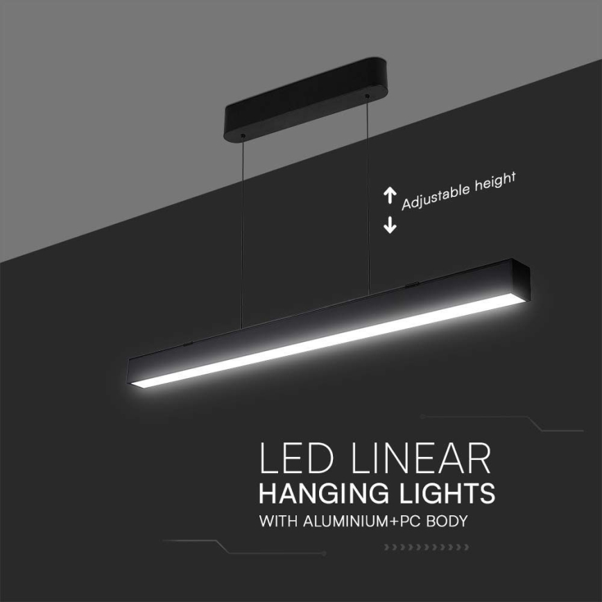 LED-kattokruunu johdossa LED/40W/230V 3000/4000/6400K musta