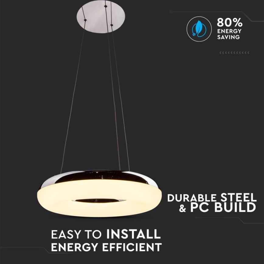 LED-kattokruunu johdossa LED/40W/230V 3000K halkaisija 40 cm kiiltävä kromi