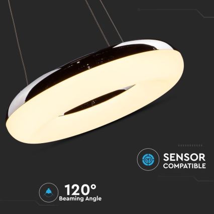 LED-kattokruunu johdossa LED/40W/230V 3000K halkaisija 40 cm kiiltävä kromi