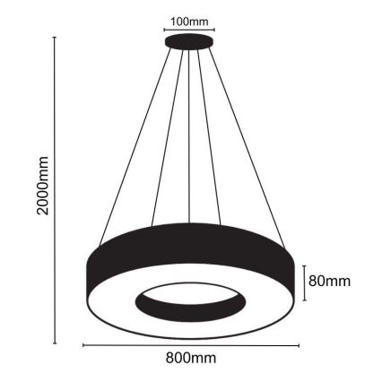 LED-kattokruunu johdossa LED/40W/230V 4000K halkaisija 80 cm