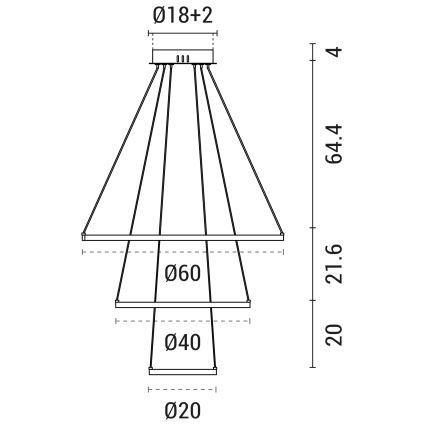 LED-kattokruunu johdossa LED/42W/230V 3000K valkoinen