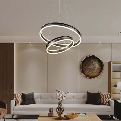 LED-kattokruunu johdossa LED/50W/230V 3000K halkaisija 62 cm ruskea