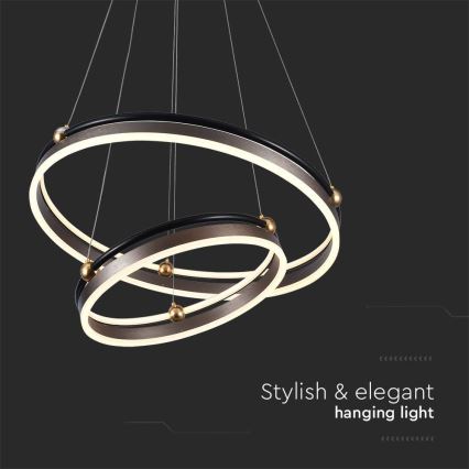 LED-kattokruunu johdossa LED/50W/230V 3000K halkaisija 62 cm ruskea