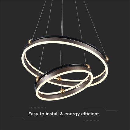 LED-kattokruunu johdossa LED/50W/230V 3000K halkaisija 62 cm ruskea