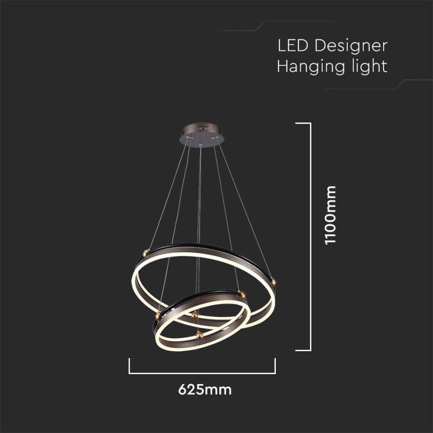 LED-kattokruunu johdossa LED/50W/230V 3000K halkaisija 62 cm ruskea
