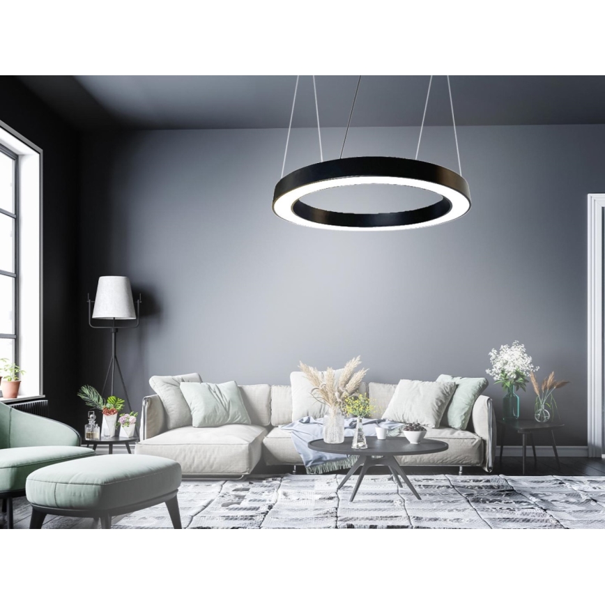 LED-kattokruunu johdossa LED/50W/230V 4000K halkaisija 100 cm musta