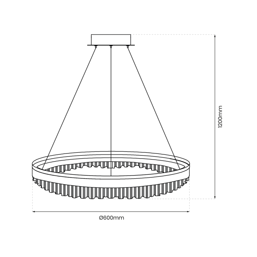 LED-kattokruunu johdossa LED/52W/230V halkaisija 60 cm kulta