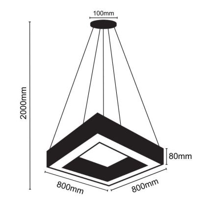 LED-kattokruunu johdossa LED/55W/230V 4000K 80x80 cm