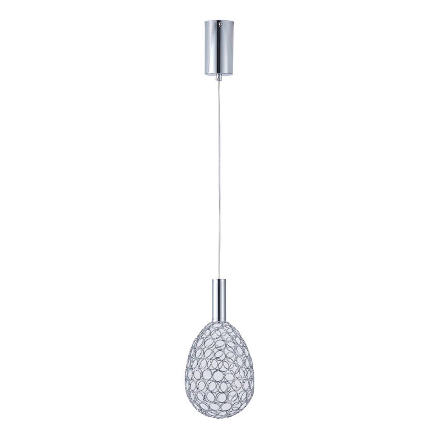 LED-kattokruunu johdossa LED/6,3W/230V 3000K kiiltävä kromi halkaisija 14 cm