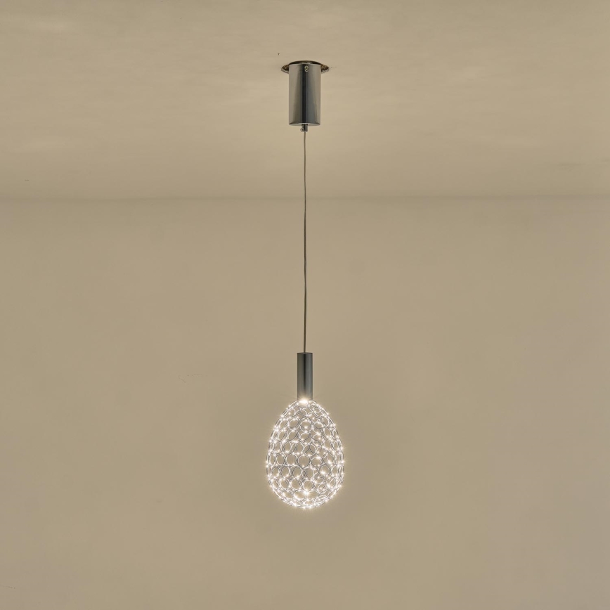 LED-kattokruunu johdossa LED/6,3W/230V 3000K kiiltävä kromi halkaisija 14 cm