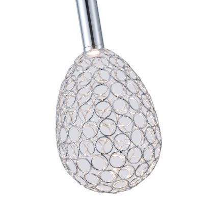 LED-kattokruunu johdossa LED/6,3W/230V 3000K kiiltävä kromi halkaisija 14 cm