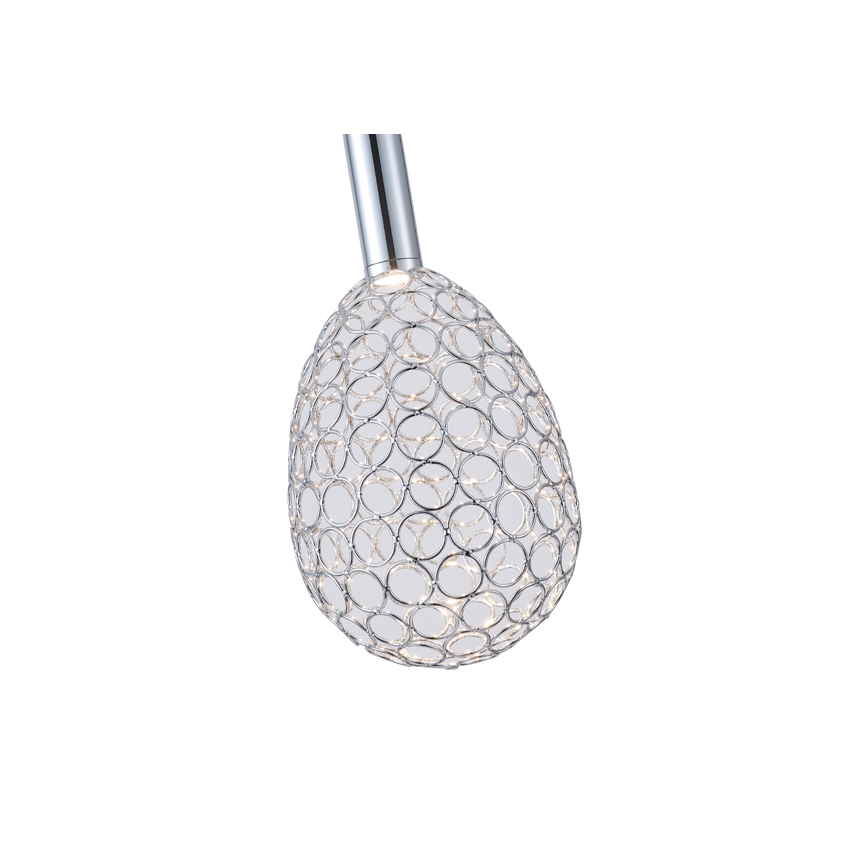 LED-kattokruunu johdossa LED/6,3W/230V 3000K kiiltävä kromi halkaisija 14 cm