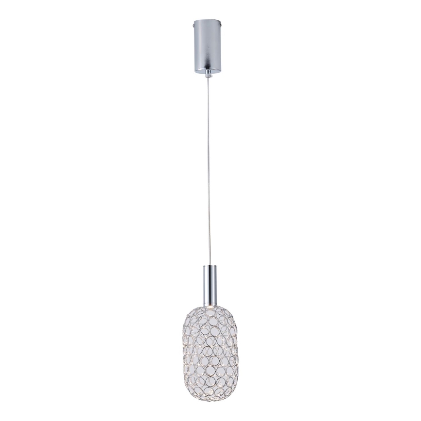 LED-kattokruunu johdossa LED/6,3W/230V 3000K kiiltävä kromi halkaisija 20 cm