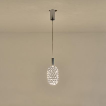 LED-kattokruunu johdossa LED/6,3W/230V 3000K kiiltävä kromi halkaisija 20 cm