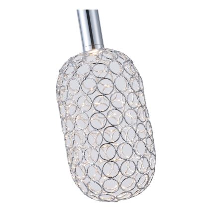 LED-kattokruunu johdossa LED/6,3W/230V 3000K kiiltävä kromi halkaisija 20 cm