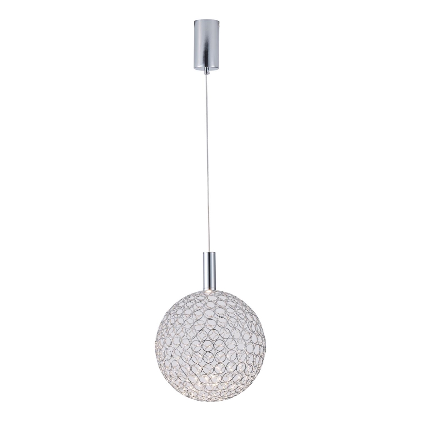 LED-kattokruunu johdossa LED/6,3W/230V 3000K kiiltävä kromi halkaisija 20 cm
