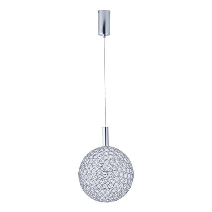 LED-kattokruunu johdossa LED/6,3W/230V 3000K kiiltävä kromi halkaisija 20 cm