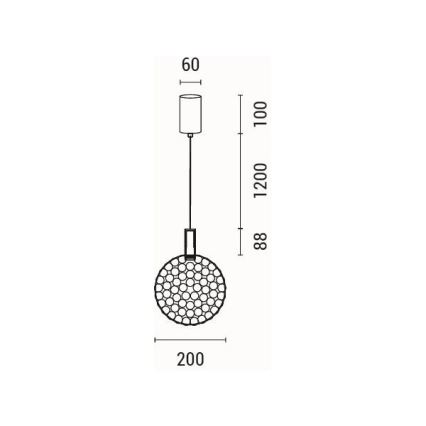 LED-kattokruunu johdossa LED/6,3W/230V 3000K kiiltävä kromi halkaisija 20 cm